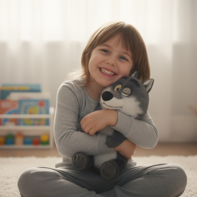 Peluche Loup de Noël -Le Loup mal Aimé bleu nuit