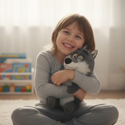 Peluche Loup de Noël -Le Loup mal Aimé bleu nuit