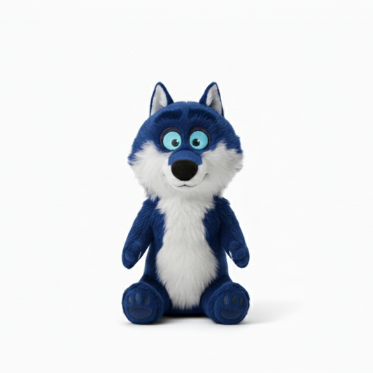 Peluche Loup de Noël -Le Loup mal Aimé bleu nuit