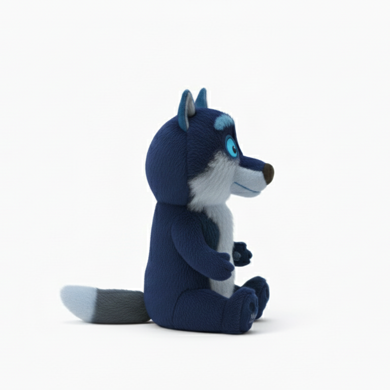 Peluche Loup de Noël -Le Loup mal Aimé bleu nuit